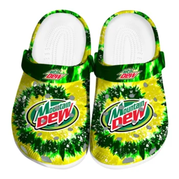 Customized Mountain Dew Green Tye-Die Yellow Green Clogs