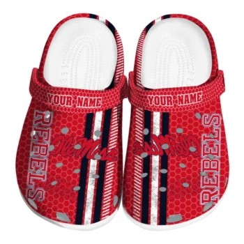 Customized Ole Miss Rebels Contrasting Stripes Clogs