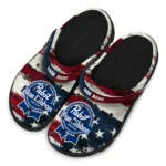 customized-pabst-blue-ribbon-usa-flag-red-white-clogs-best-selling-hey-clogs.webp