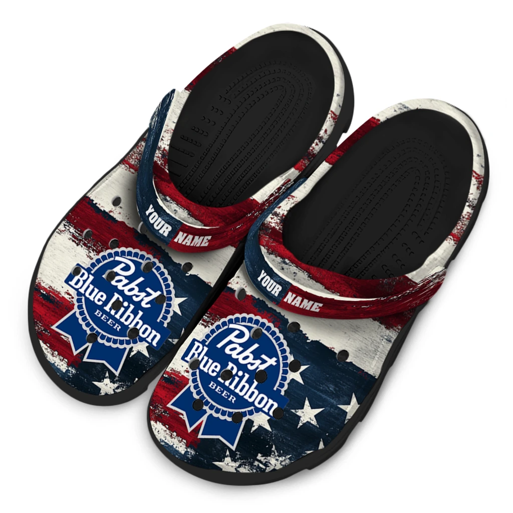 customized-pabst-blue-ribbon-usa-flag-red-white-clogs-latest-model-hey-clogs.webp