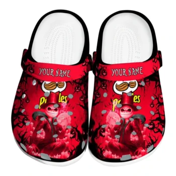 Customized Pringles Clown Glance Red Black Clogs