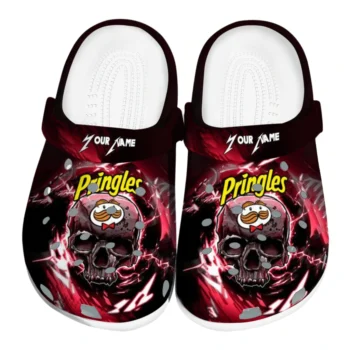 Customized Pringles Skull Burst Black Red Clogs