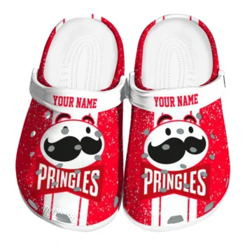 Customized Pringles Strikes Design Red White Clogs