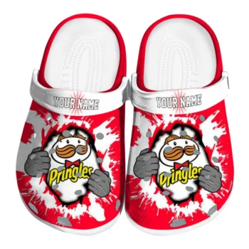 Customized Pringles Tear Red White Clogs