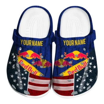 Customized Red Bull American Flag Blue Red Clogs