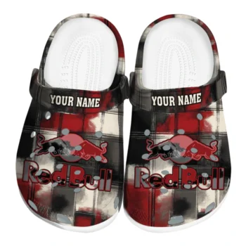 Customized Red Bull Plaid Red Black Clogs