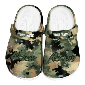 Customized Reese's Camo Spots Green Black Clogs