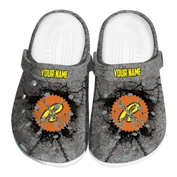 Customized Reese's Cracked Texture Gray Orange Clogs