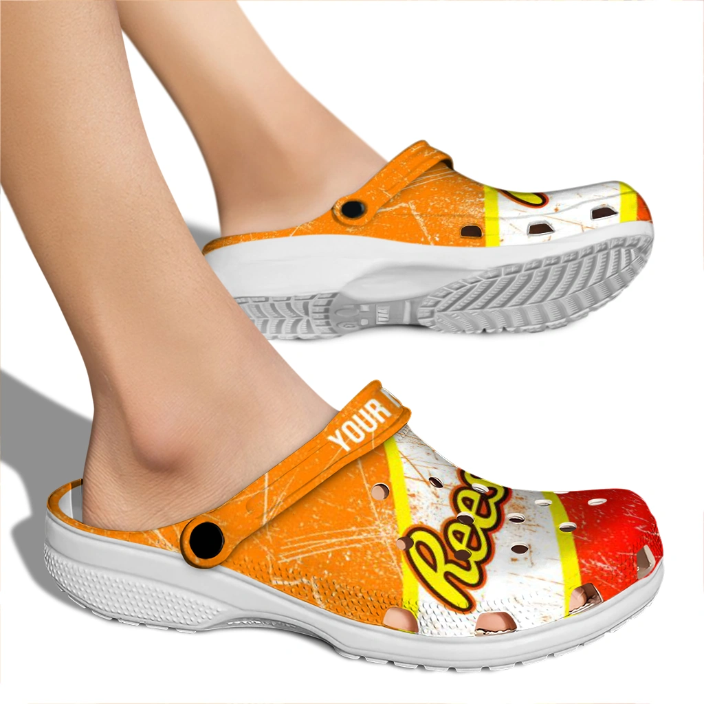 customized-reeses-wrapper-orange-red-clogs-fashion-forward-hey-clogs.webp