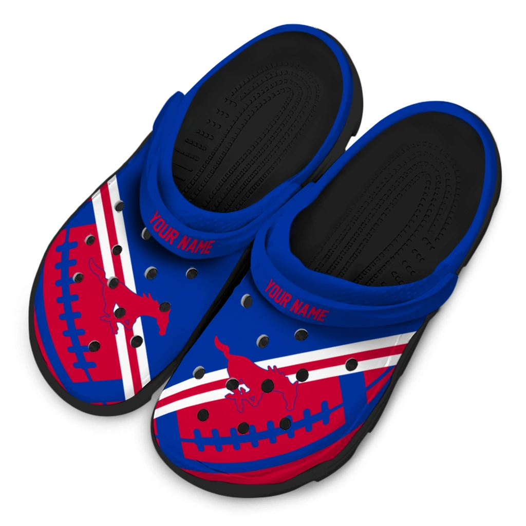 customized-smu-mustangs-football-motif-clogs-latest-model
