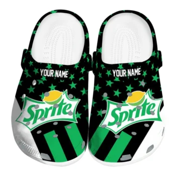Customized Sprite Green Stars Black Green Clogs