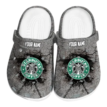 Customized Starbucks Cracked Pattern Gray Green Clogs