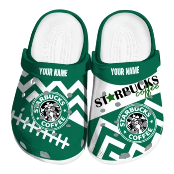 Customized Starbucks Logo Green White Clogs