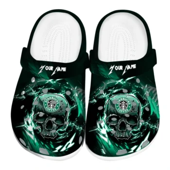 Customized Starbucks Skull Surge Black Green Clogs