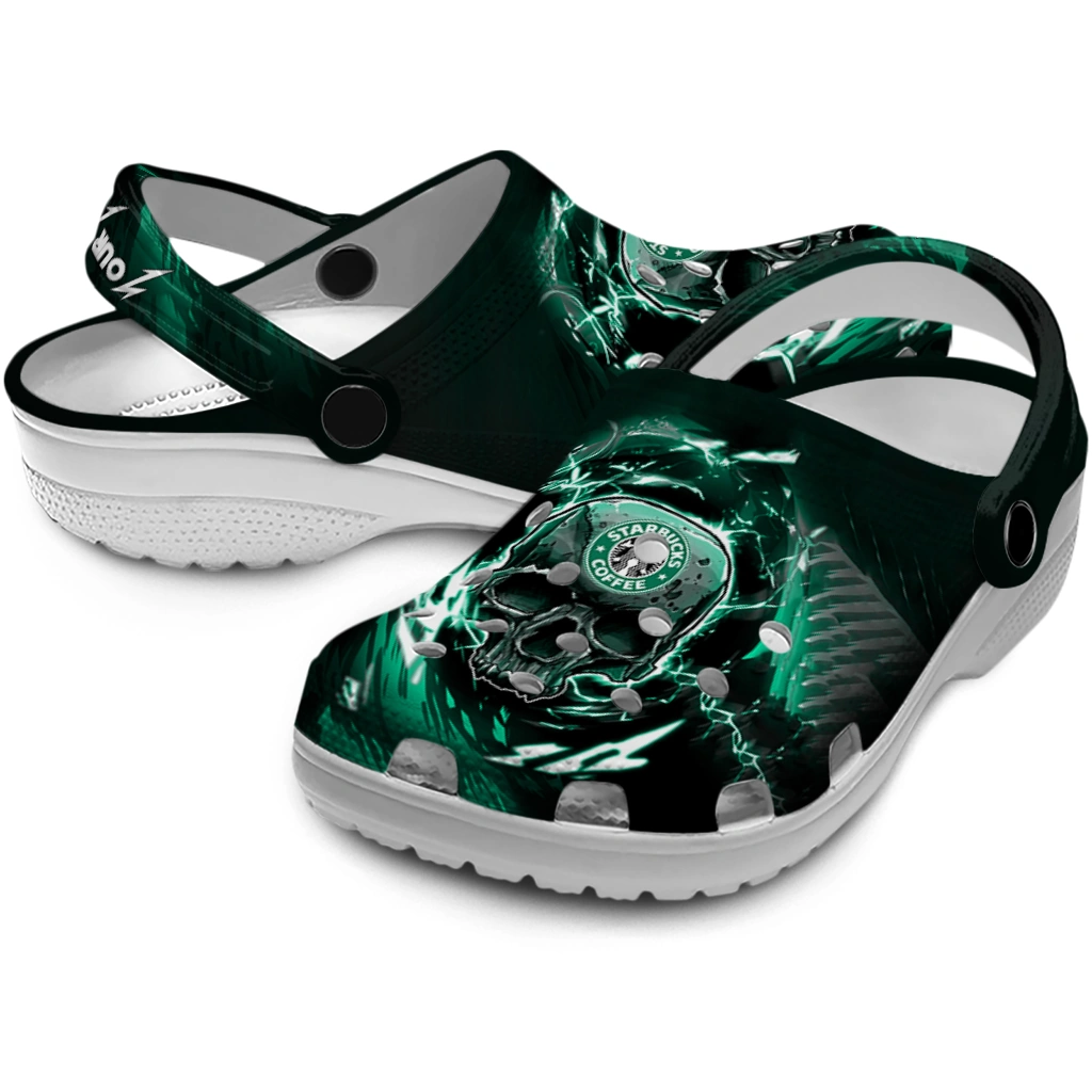 customized-starbucks-skull-surge-black-green-clogs-high-quality-hey-clogs.webp
