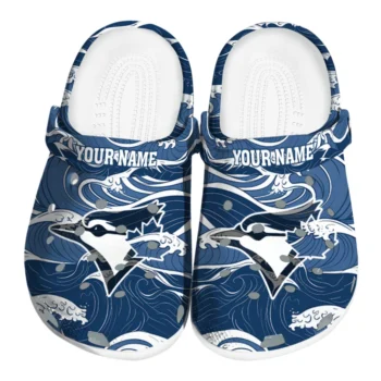 Customized Toronto Blue Jays Wave Flow Clogs