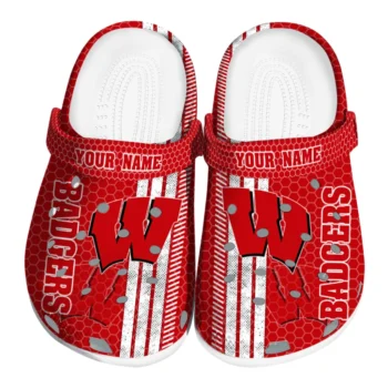 Customized Wisconsin Badgers Contrasting Stripes Clogs