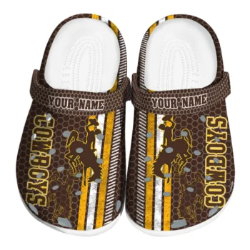 Customized Wyoming Cowboys Contrasting Stripes Clogs