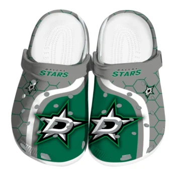 Dallas Stars Hexagon Grid Clogs