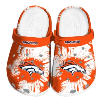 Denver Broncos Splatter Graphics Clogs