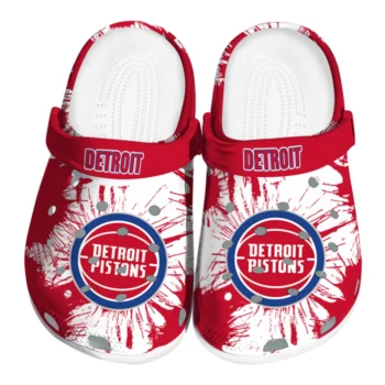 Detroit Pistons Splatter Graphics Clogs