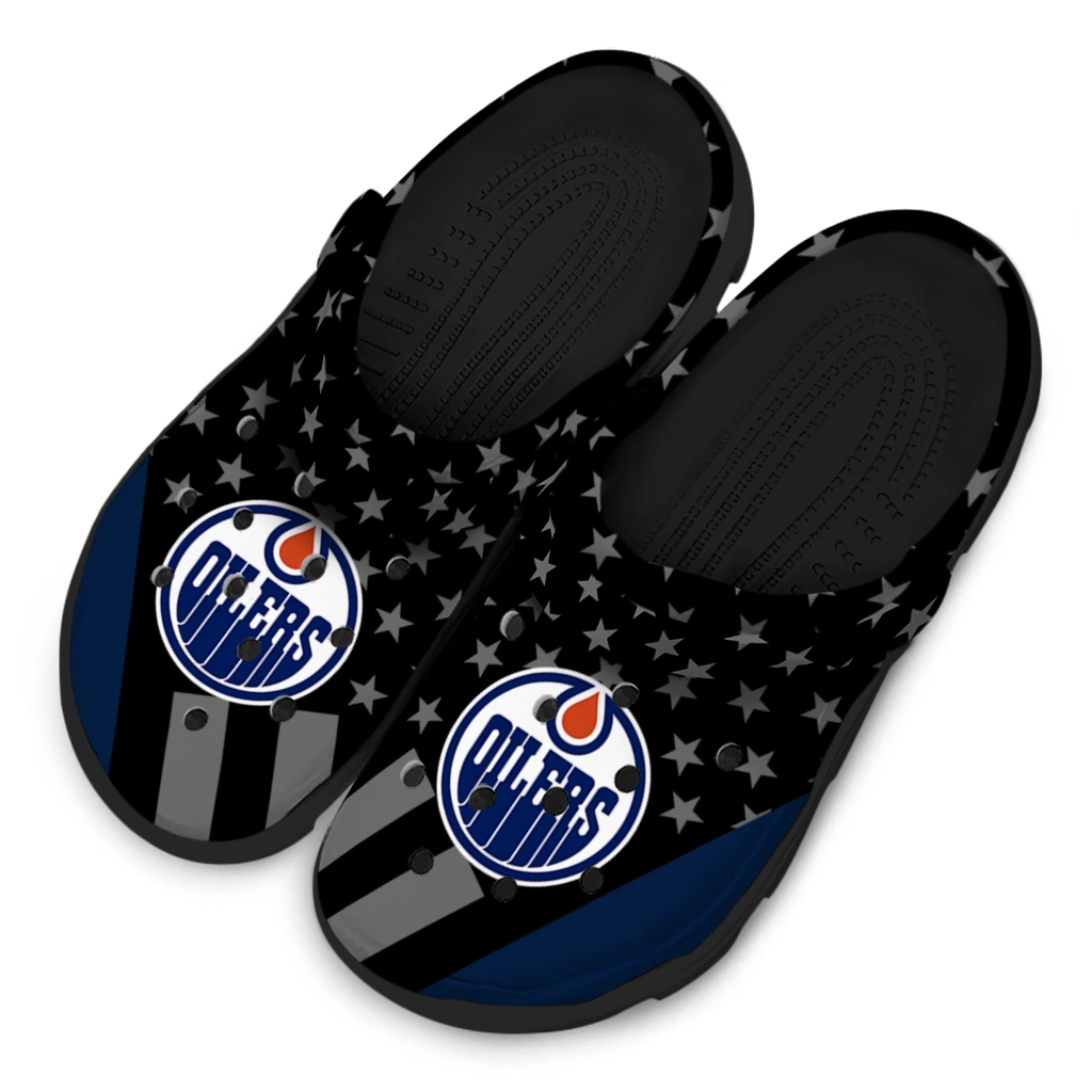 edmonton-oilers-stellar-stripes-theme-clogs-latest-model