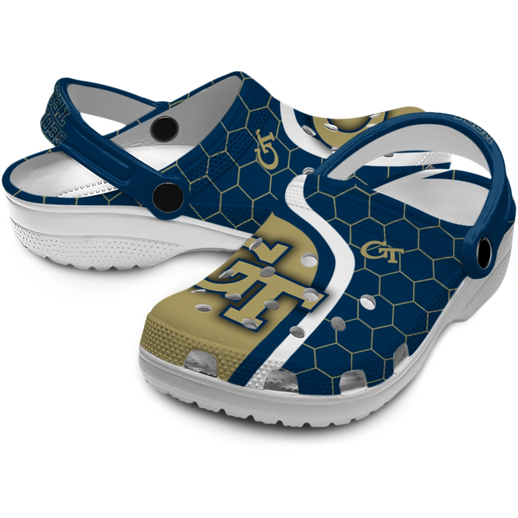 georgia-tech-yellow-jackets-hexagon-grid-clogs-high-quality