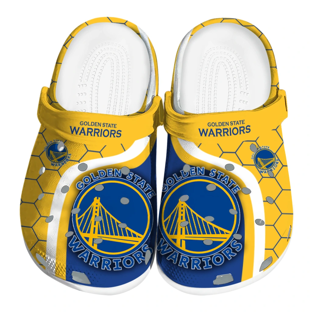 golden-state-warriors-hexagon-grid-clogs-best-selling golden state warriors hexagon grid clogs best selling