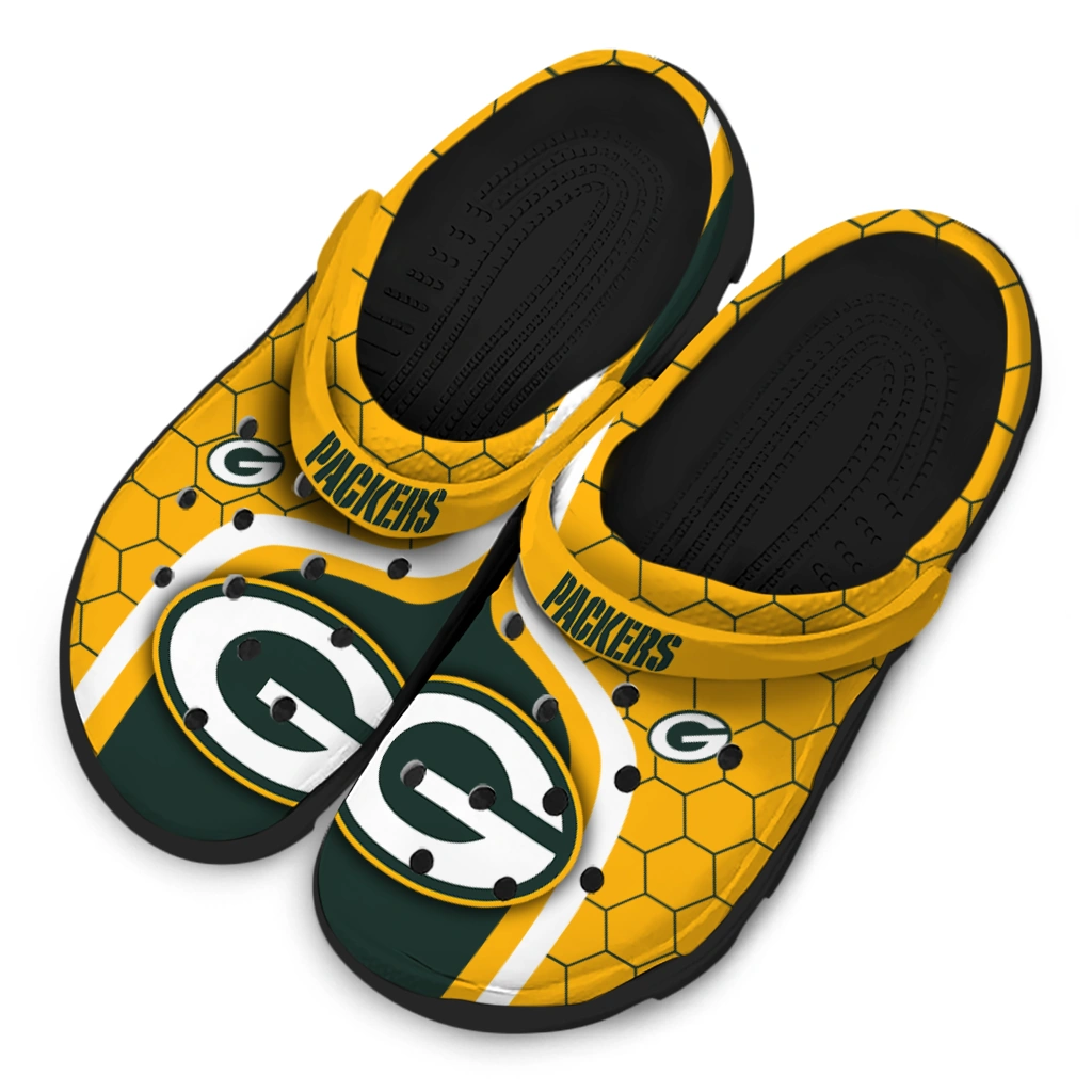 green-bay-packers-hexagon-grid-clogs-latest-model