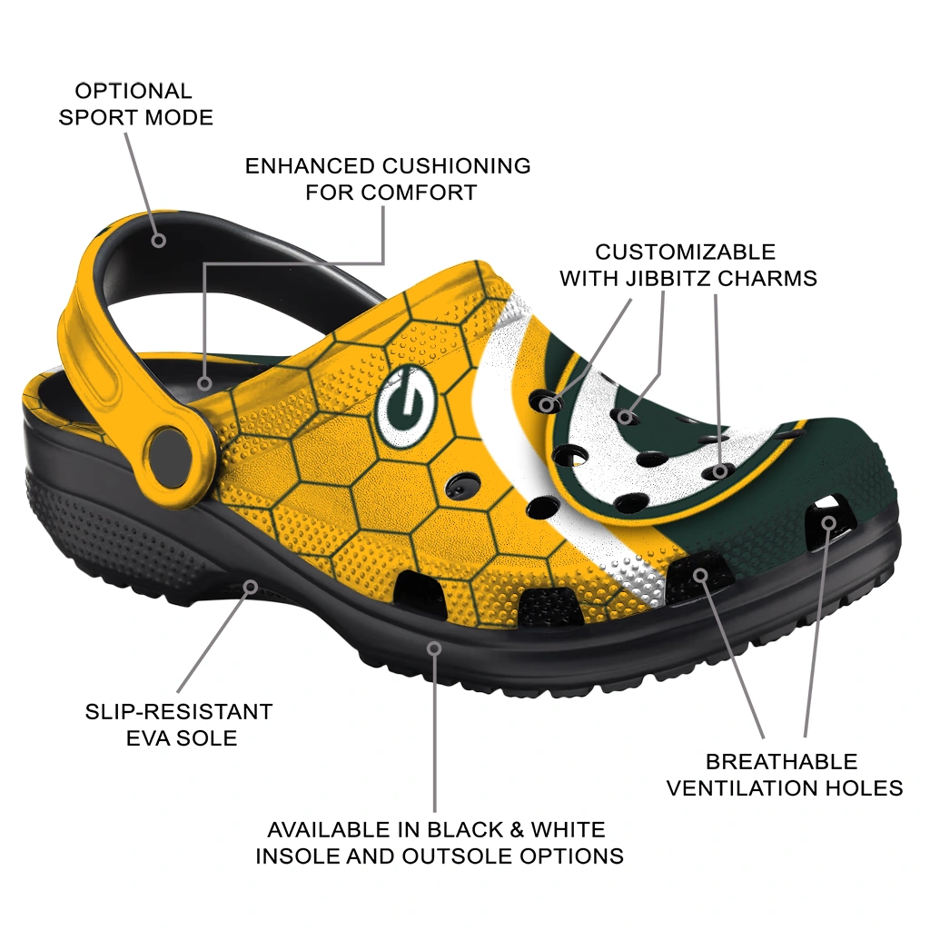 green-bay-packers-hexagon-grid-clogs-new-arrival