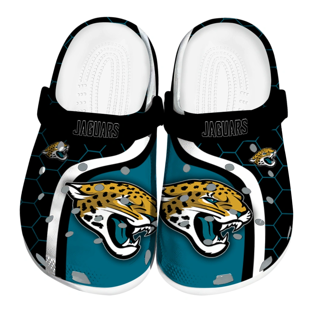 jacksonville-jaguars-hexagon-grid-clogs-best-selling jacksonville jaguars hexagon grid clogs best selling