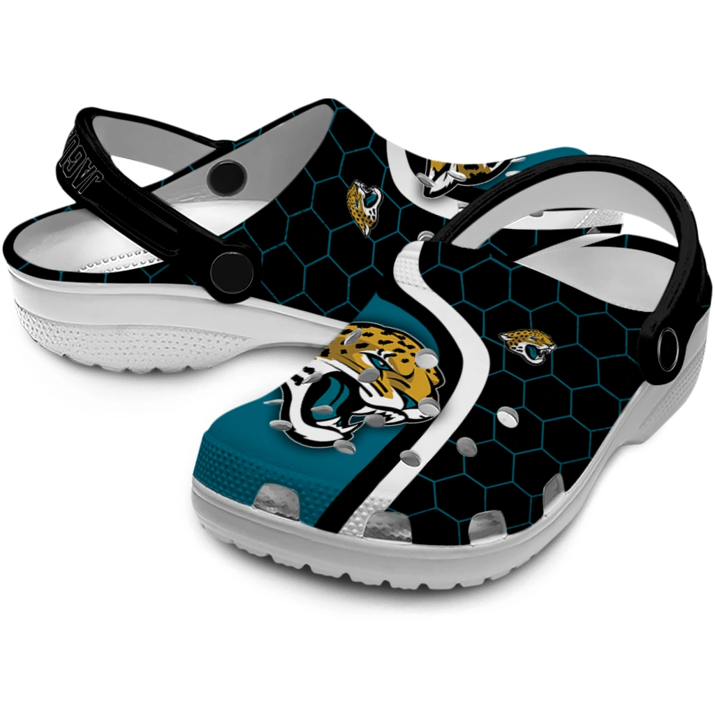 jacksonville-jaguars-hexagon-grid-clogs-high-quality
