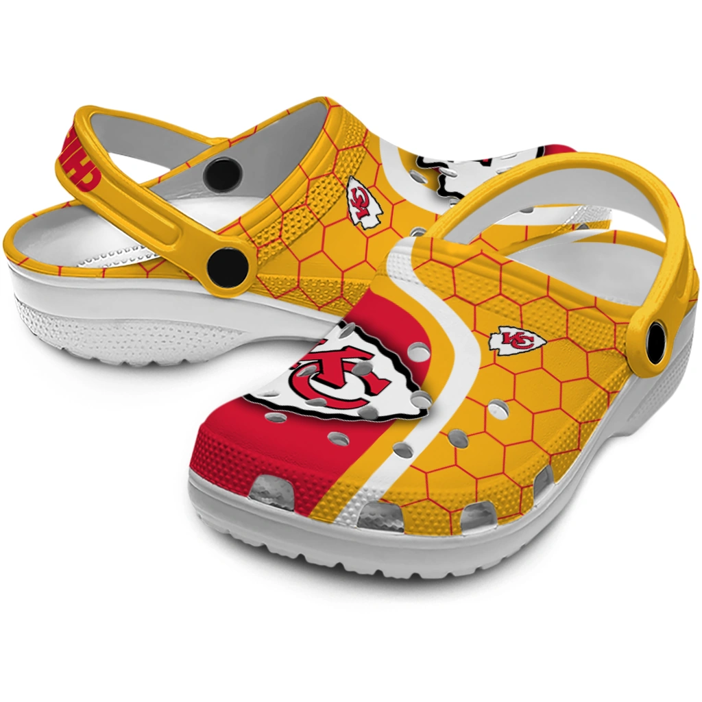 kansas-city-chiefs-hexagon-grid-clogs-high-quality