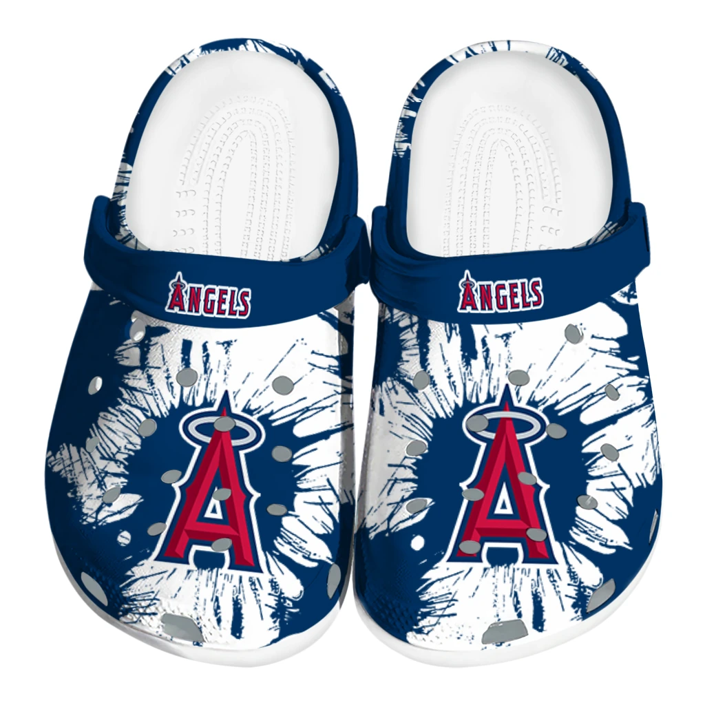 los-angeles-angels-splatter-graphics-clogs-best-selling los angeles angels splatter graphics clogs best selling