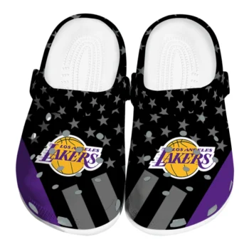Los Angeles Lakers Stellar Stripes Theme Clogs