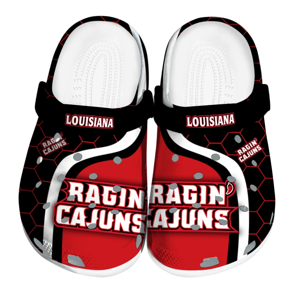 louisiana-ragin-cajuns-hexagon-grid-clogs-best-selling louisiana ragin cajuns hexagon grid clogs best selling