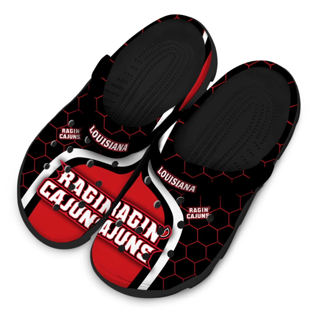 louisiana-ragin-cajuns-hexagon-grid-clogs-latest-model
