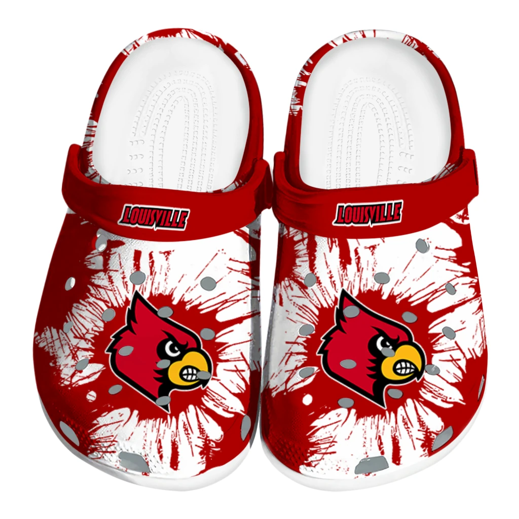louisville-cardinals-splatter-graphics-clogs-best-selling louisville cardinals splatter graphics clogs best selling