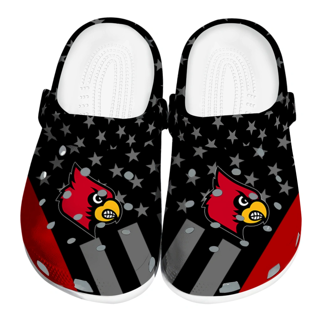 louisville-cardinals-stellar-stripes-theme-clogs-best-selling louisville cardinals stellar stripes theme clogs best selling