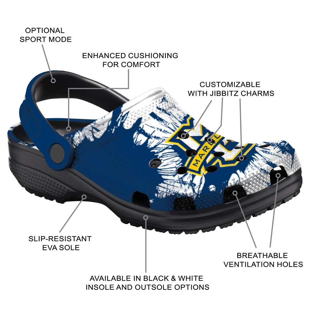 marquette-golden-eagles-splatter-graphics-clogs-new-arrival