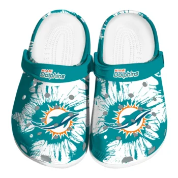 Miami Dolphins Splatter Graphics Clogs