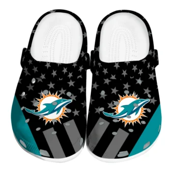 Miami Dolphins Stellar Stripes Theme Clogs