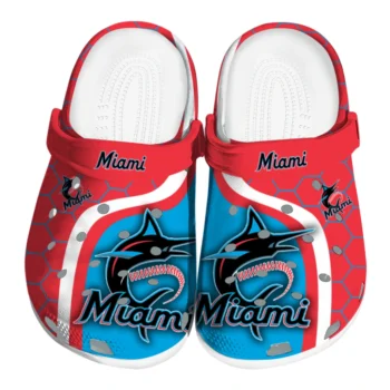Miami Marlins Hexagon Grid Clogs