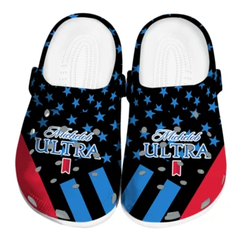 Michelob Ultra Stars Scatter Black Blue Clogs