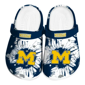 Michigan Wolverines Splatter Graphics Clogs