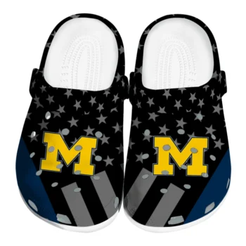 Michigan Wolverines Stellar Stripes Theme Clogs