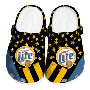 Miller Lite Star Parade Black Yellow Clogs