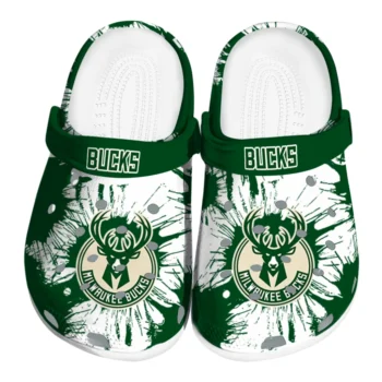 Milwaukee Bucks Splatter Graphics Clogs