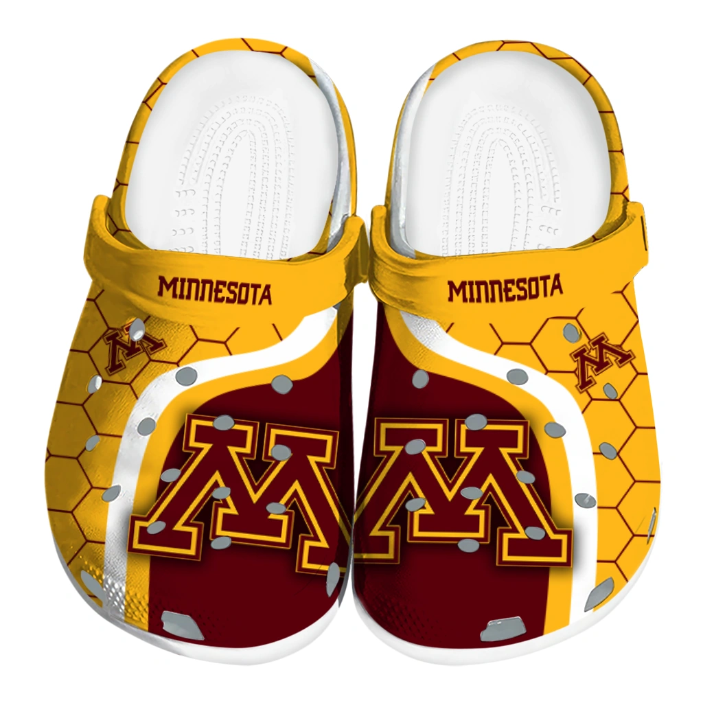 minnesota-golden-gophers-hexagon-grid-clogs-best-selling minnesota golden gophers hexagon grid clogs best selling
