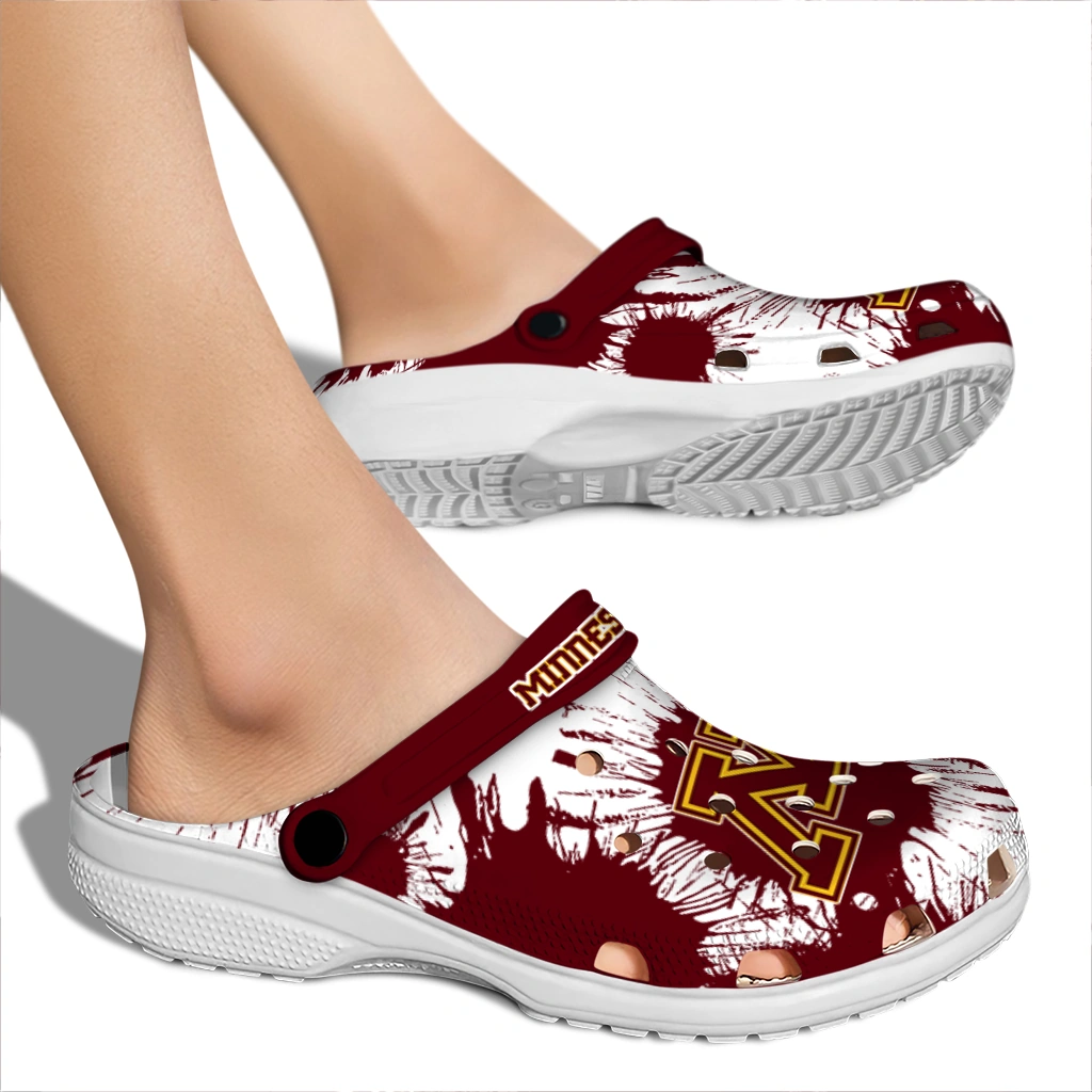 minnesota-golden-gophers-splatter-graphics-clogs-fashion-forward